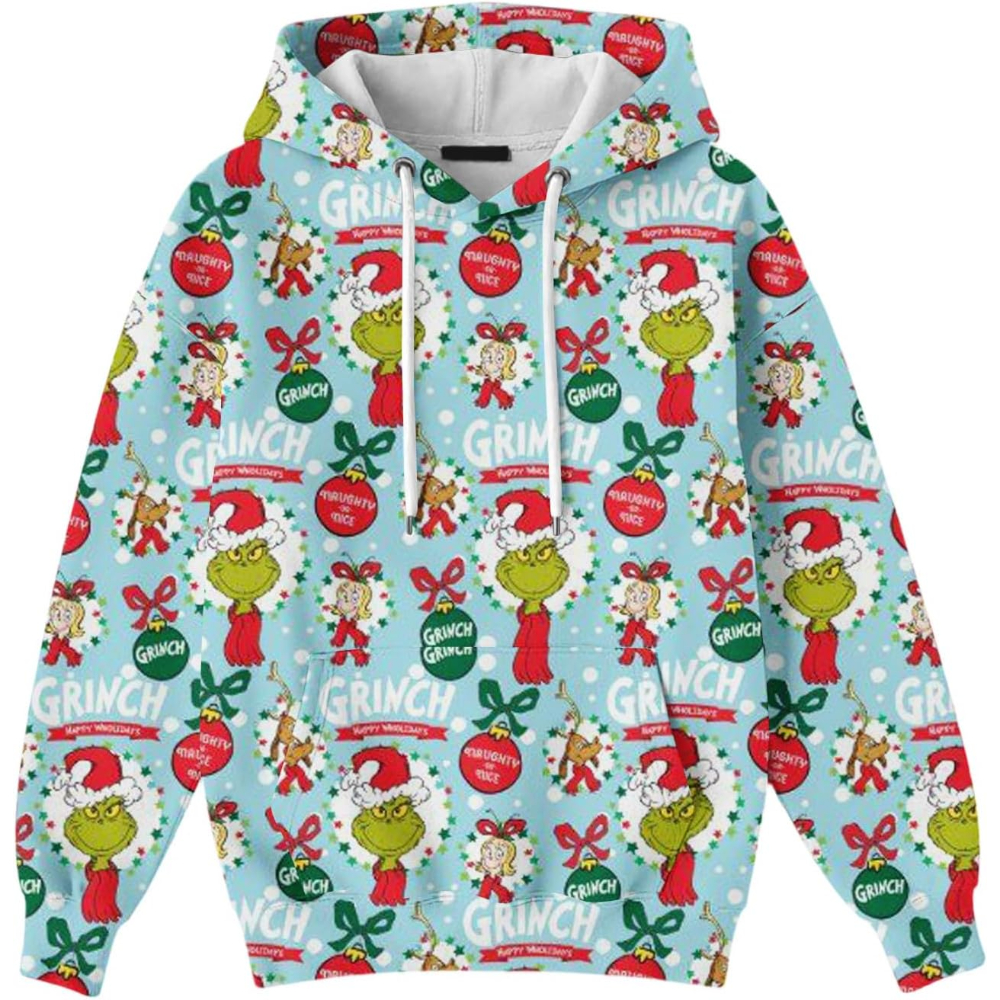 Ugly Christmas Themed Oversized Cartoon Printed Hoodie