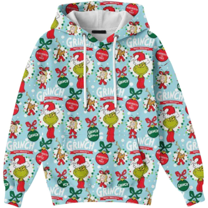 Ugly Christmas Themed Oversized Cartoon Printed Hoodie