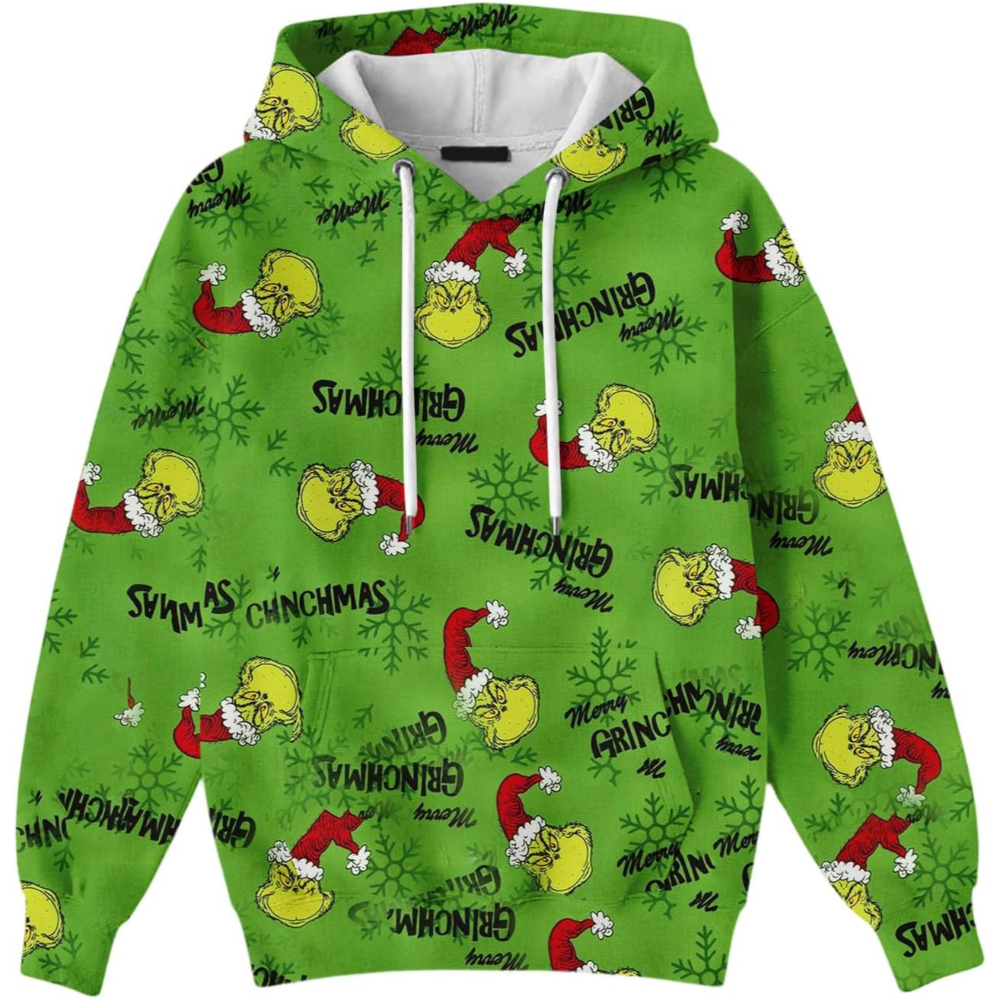 Ugly Christmas Themed Oversized Cartoon Printed Hoodie