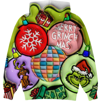 Ugly Christmas Themed Oversized Cartoon Printed Hoodie