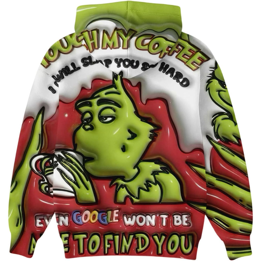 Ugly Christmas Themed Oversized Cartoon Printed Hoodie