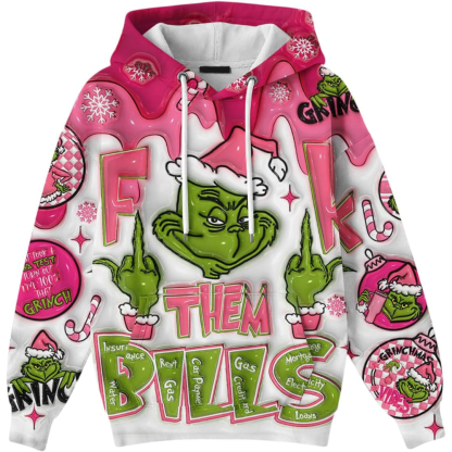 Ugly Christmas Themed Oversized Cartoon Printed Hoodie