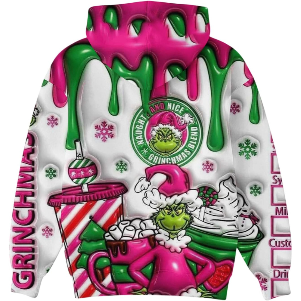 Ugly Christmas Themed Oversized Cartoon Printed Hoodie