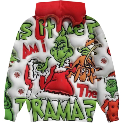 Ugly Christmas Themed Oversized Cartoon Printed Hoodie