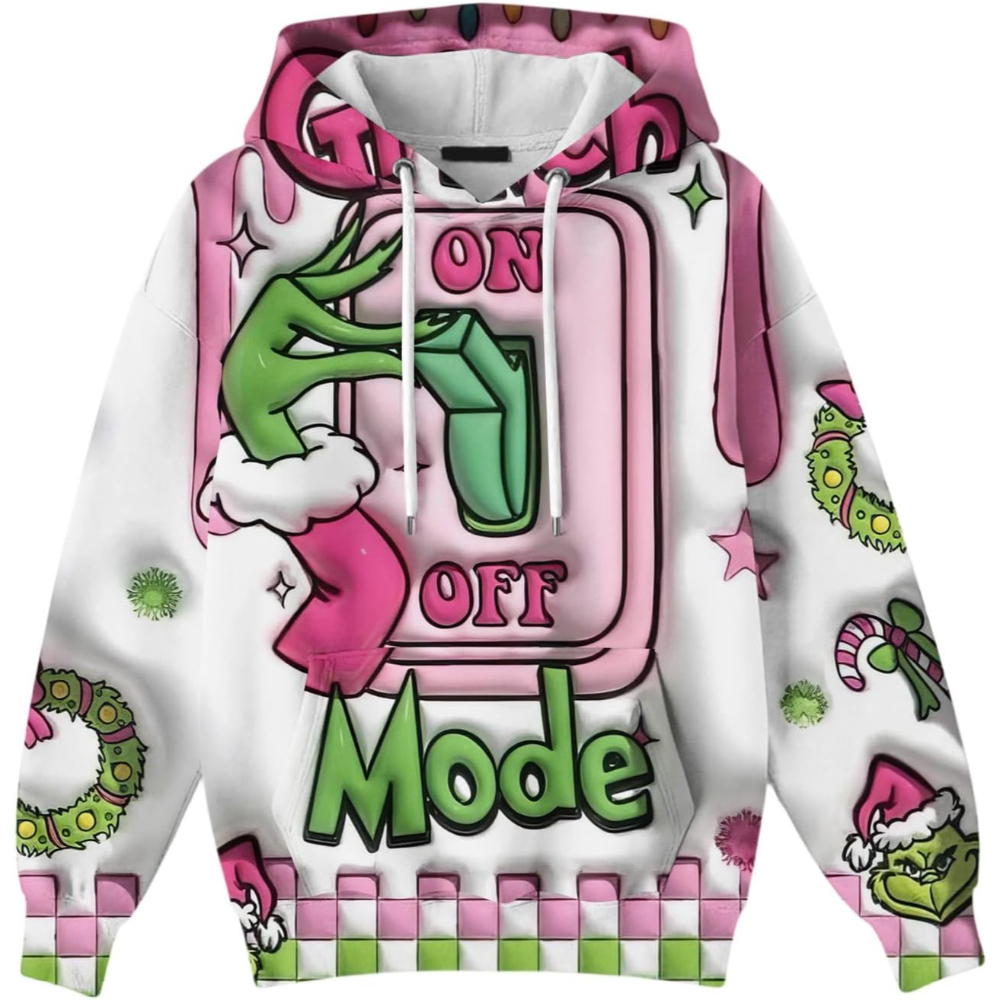 Ugly Christmas Themed Oversized Cartoon Printed Hoodie