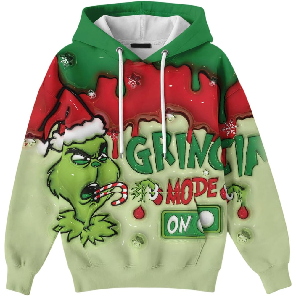 Ugly Christmas Themed Oversized Cartoon Printed Hoodie