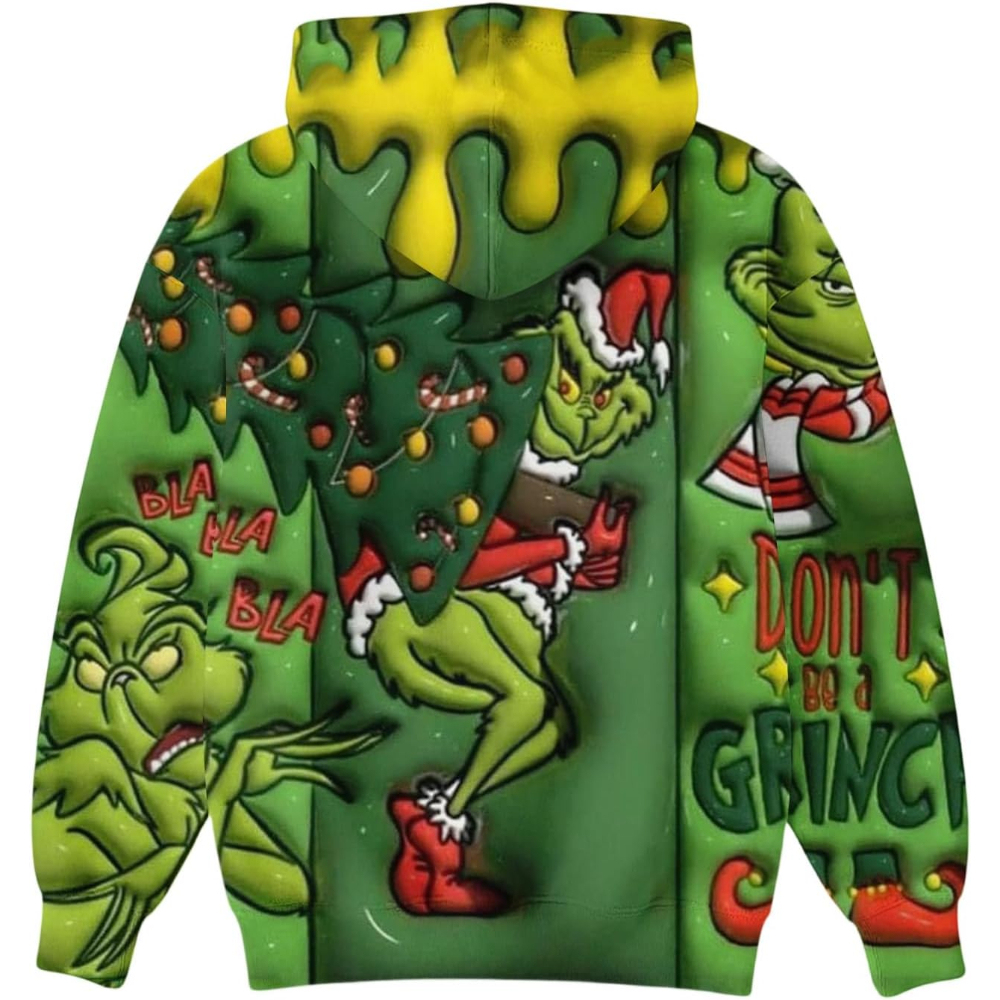 Ugly Christmas Themed Oversized Cartoon Printed Hoodie