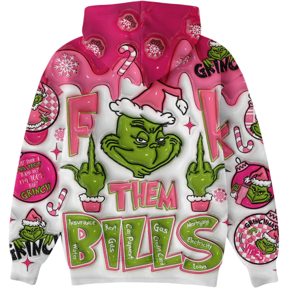 Ugly Christmas Themed Oversized Cartoon Printed Hoodie