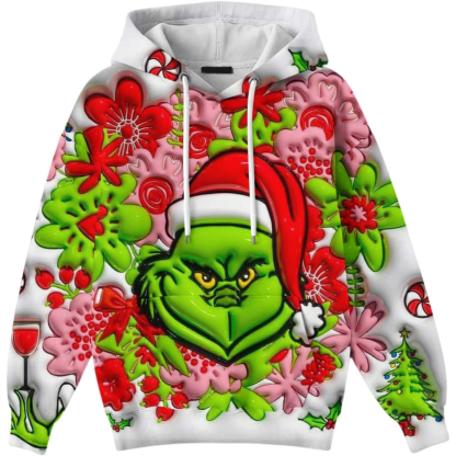 Ugly Christmas Themed Oversized Cartoon Printed Hoodie