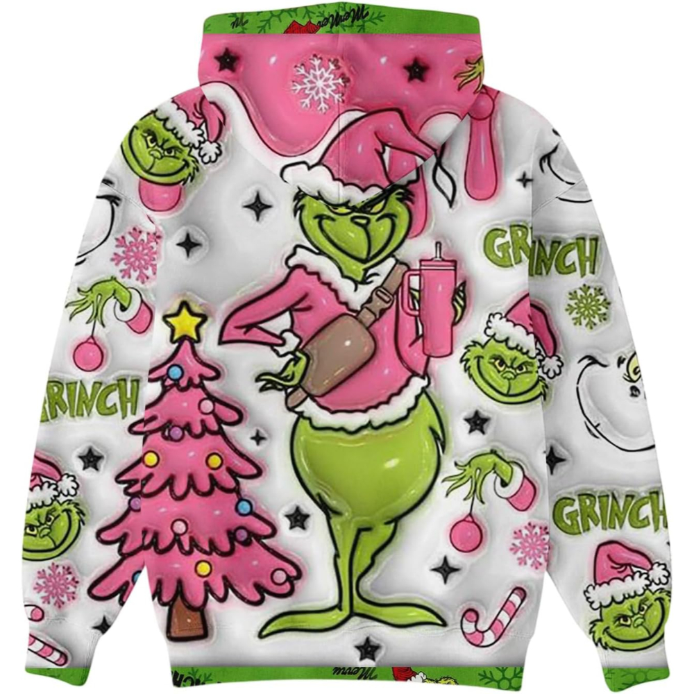 Ugly Christmas Themed Oversized Cartoon Printed Hoodie