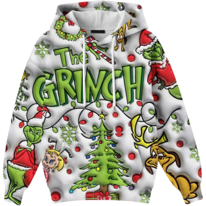 Ugly Christmas Themed Oversized Cartoon Printed Hoodie