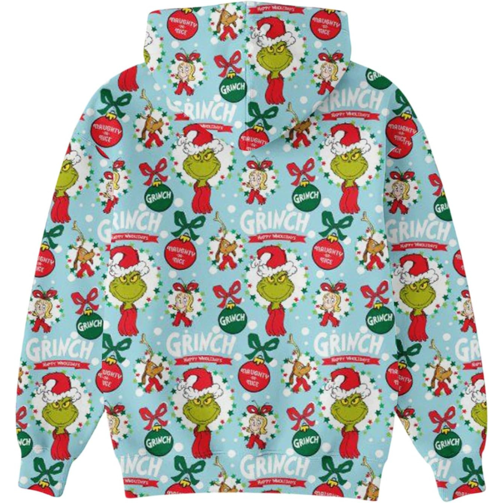 Ugly Christmas Themed Oversized Cartoon Printed Hoodie