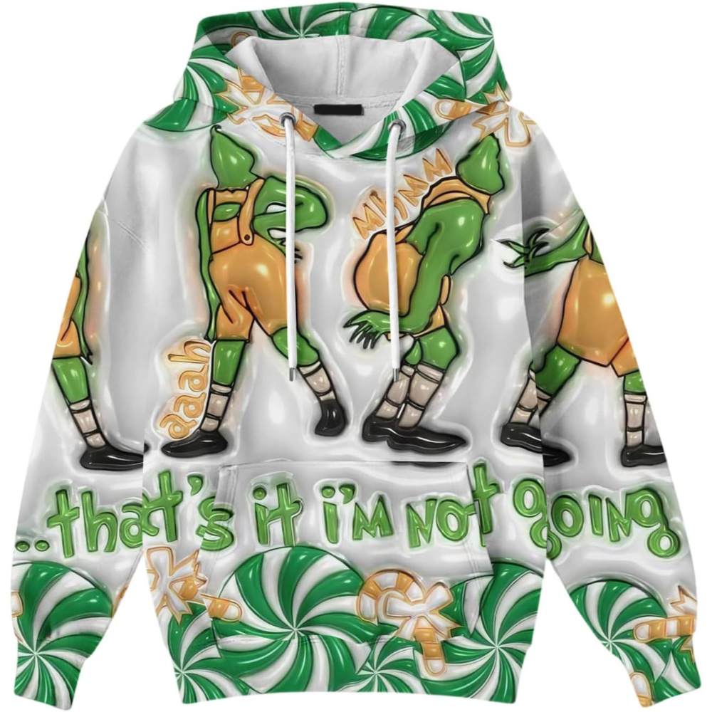 Ugly Christmas Themed Oversized Cartoon Printed Hoodie