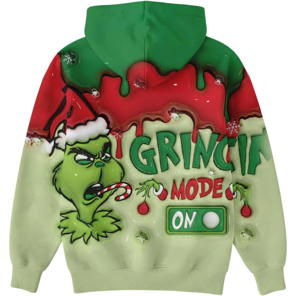 Ugly Christmas Themed Oversized Cartoon Printed Hoodie