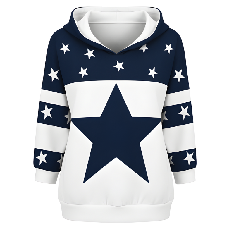 Women Geometric Star Print Hoodie