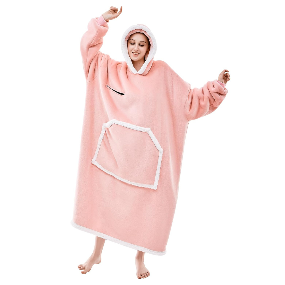Eyemask Sleeping Oversized Long Wearable Blanket Hoodie for Adult One Size