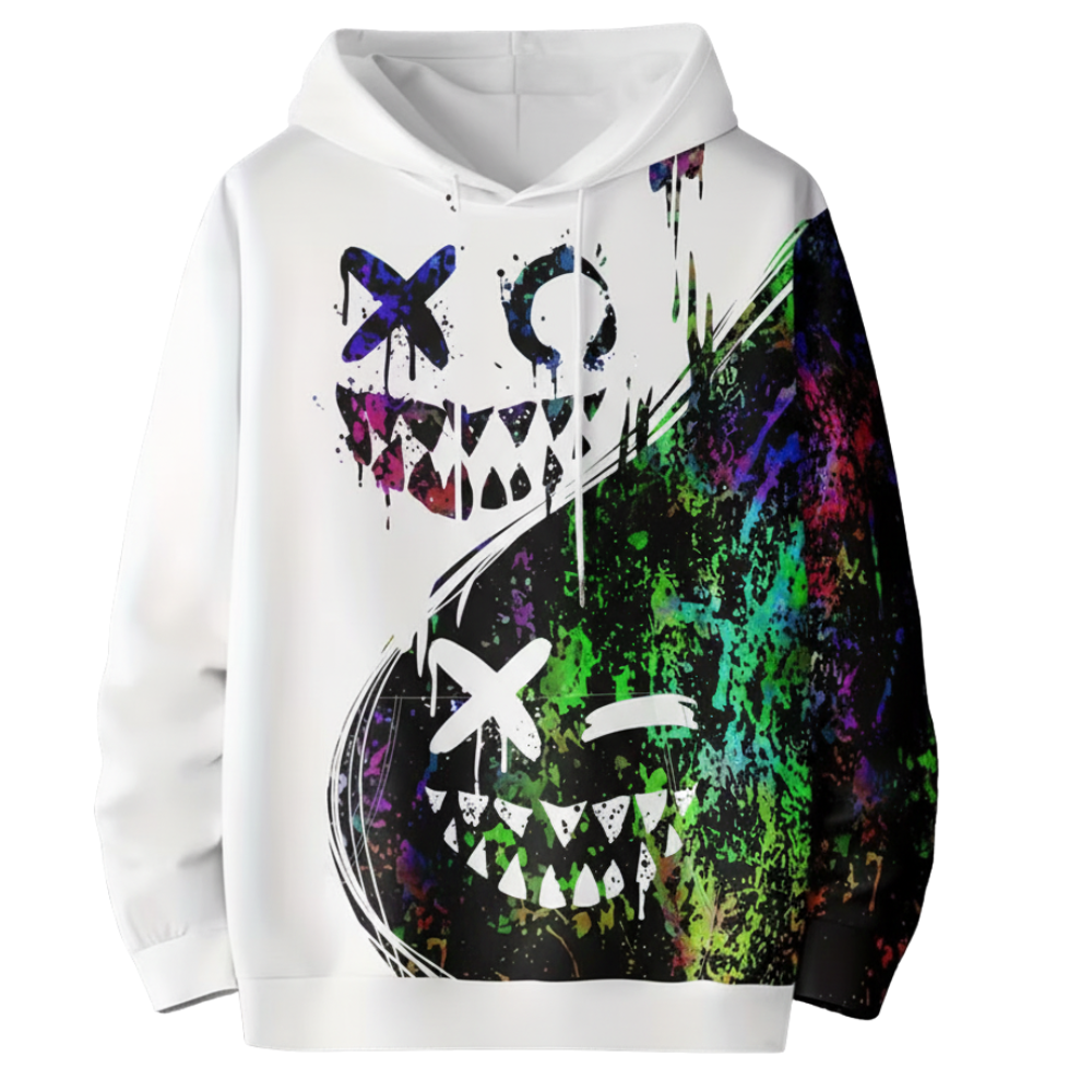Geometric Pattern Polyester Knit Regular Fit Stretch Hooded Sweatshirt