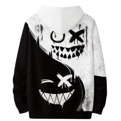 Geometric Pattern Polyester Knit Regular Fit Stretch Hooded Sweatshirt