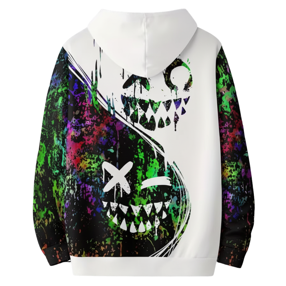 Geometric Pattern Polyester Knit Regular Fit Stretch Hooded Sweatshirt