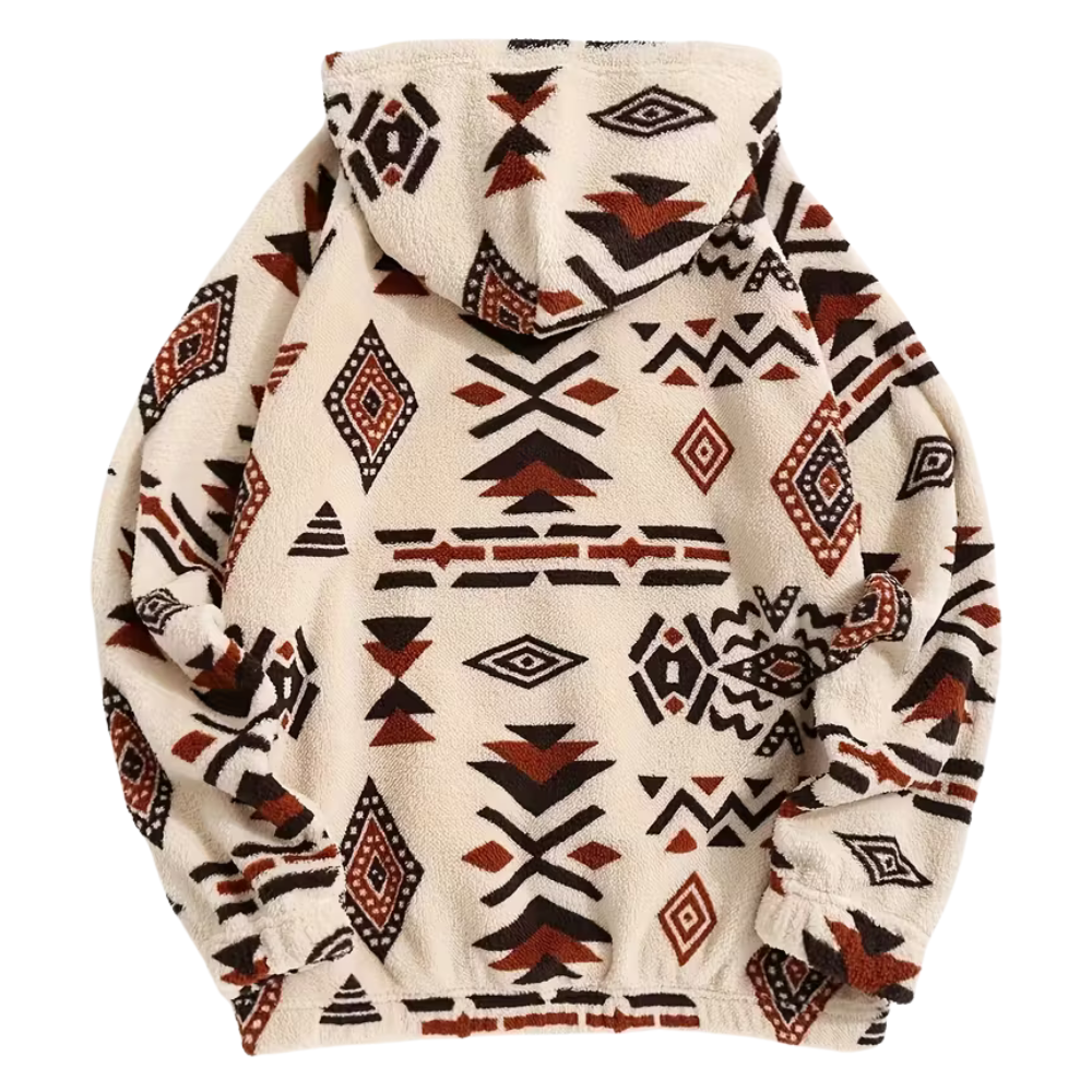 Fuzzy Drawstring Casual Long Sleeve Kangaroo Pocket Warm Hoodie