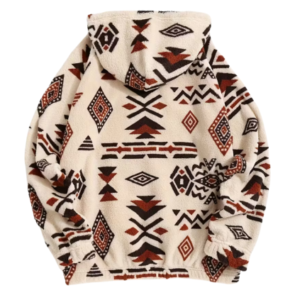 Fuzzy Drawstring Casual Long Sleeve Kangaroo Pocket Warm Hoodie