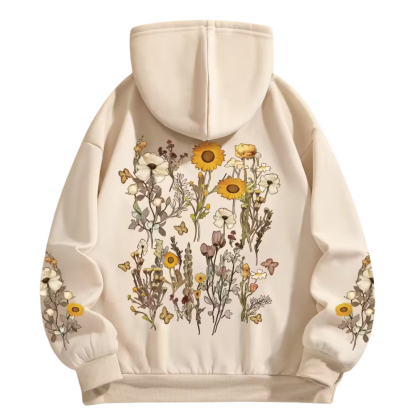 Women Floral Casual Polyester All Season Print Hoodie