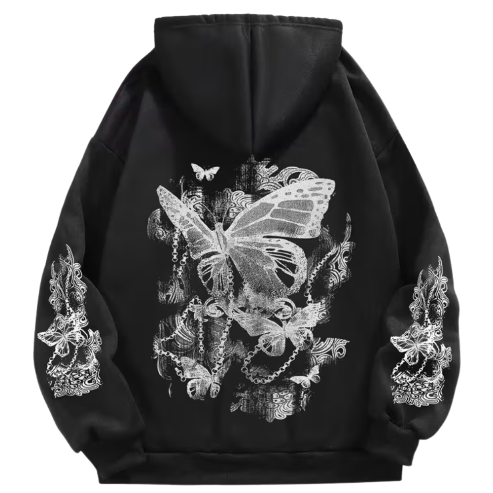 Floral Graphic Print Casual Drawstring Hoodie