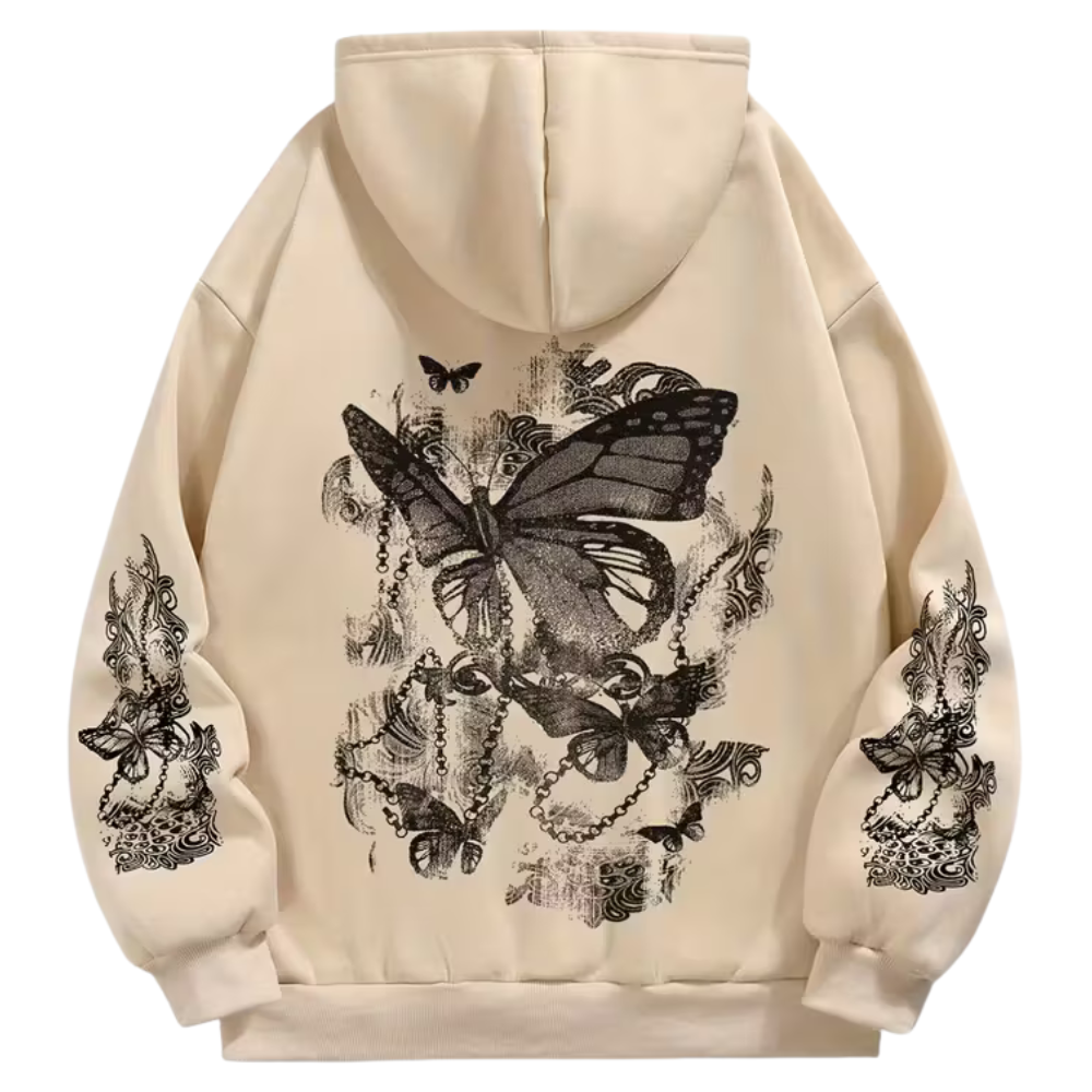 Floral Graphic Print Casual Drawstring Hoodie