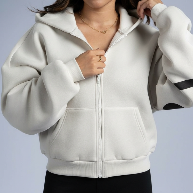 Essential Oversized Zip Up Hoodie With Hood