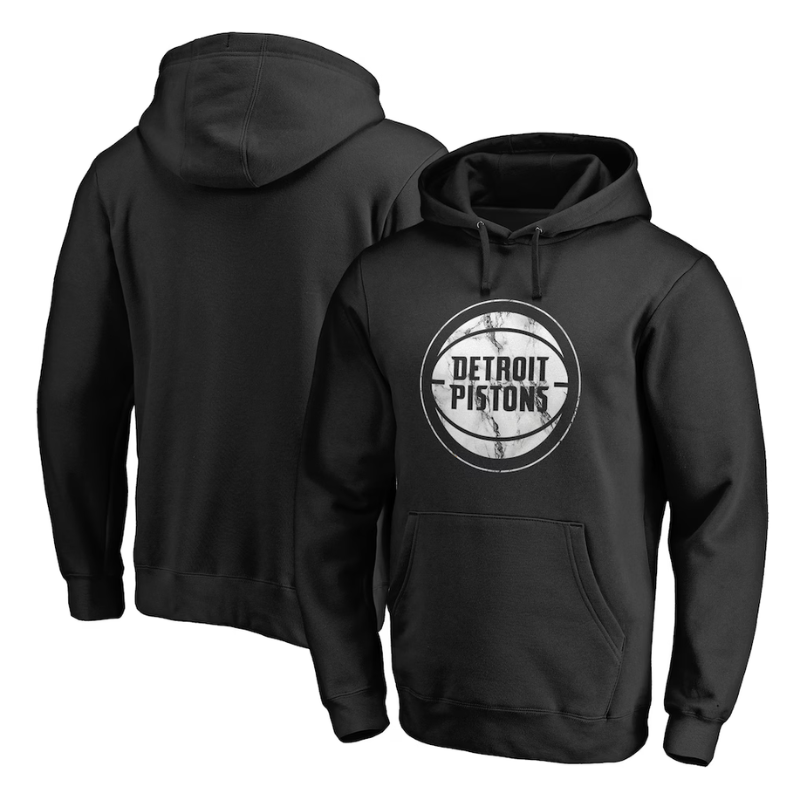 Mens Detroit Pistons Black Marble Logo Pullover Hoodie