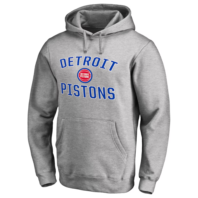 Mens Detroit Pistons Ash Victory Arch Pullover Hoodie
