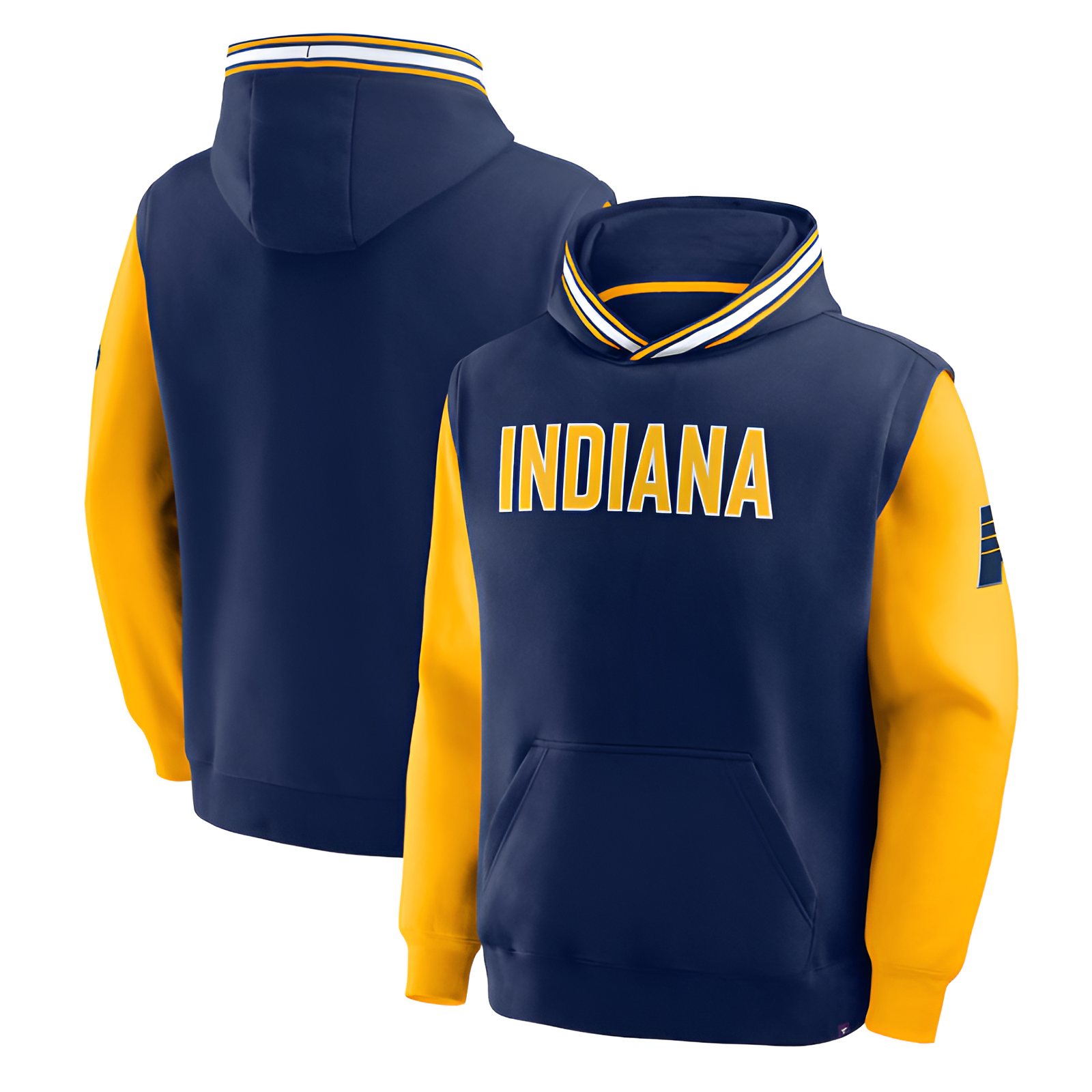 Men's Indiana Pacers Fanatics Navy Gold Half Court Shot Clock Fastbreak Hoodie