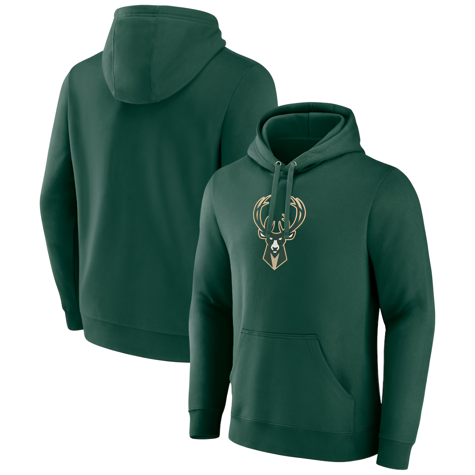 Mens Milwaukee Bucks Fanatics Hunter Green Primary Logo Pullover Hoodie