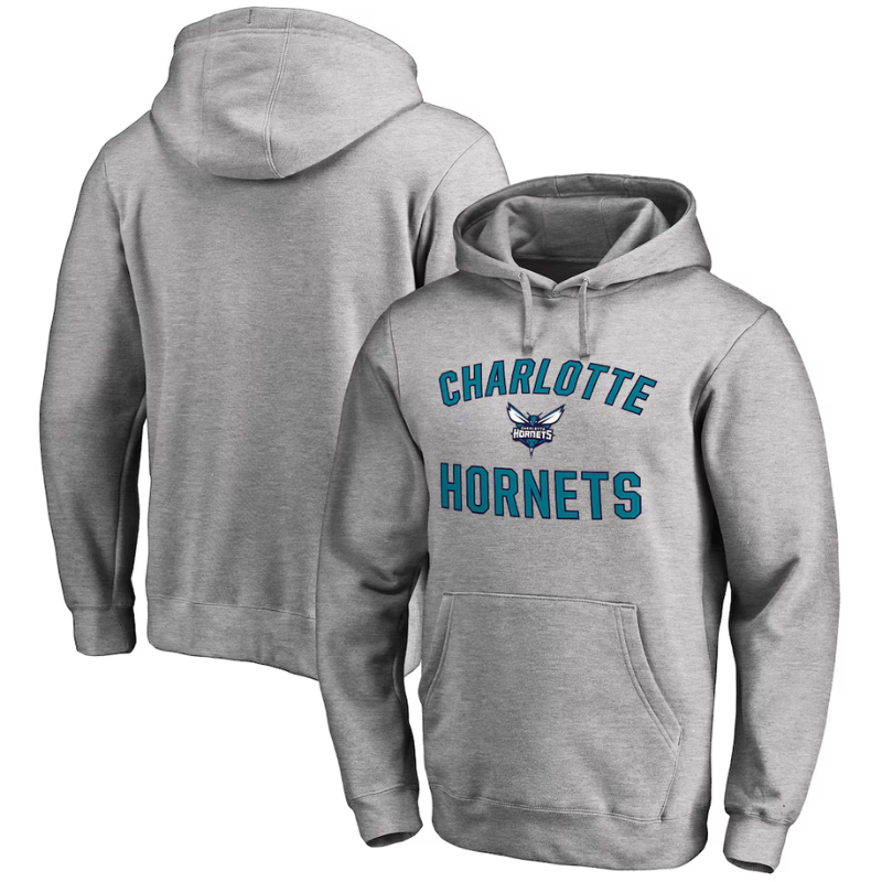 Mens Ash Charlotte Hornets Victory Arch Pullover Hoodie