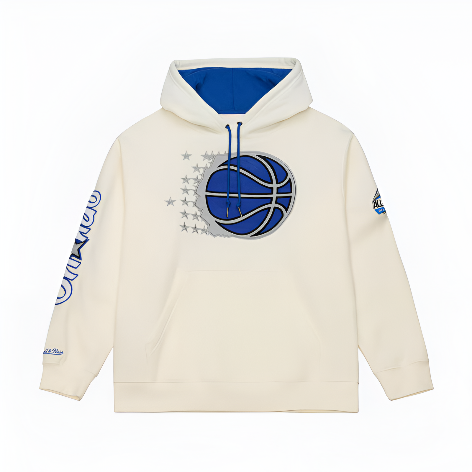 Men's Orlando Magic Mitchell & Ness Cream Hardwood Classics Chainstitch Premium Fleece Hoodie