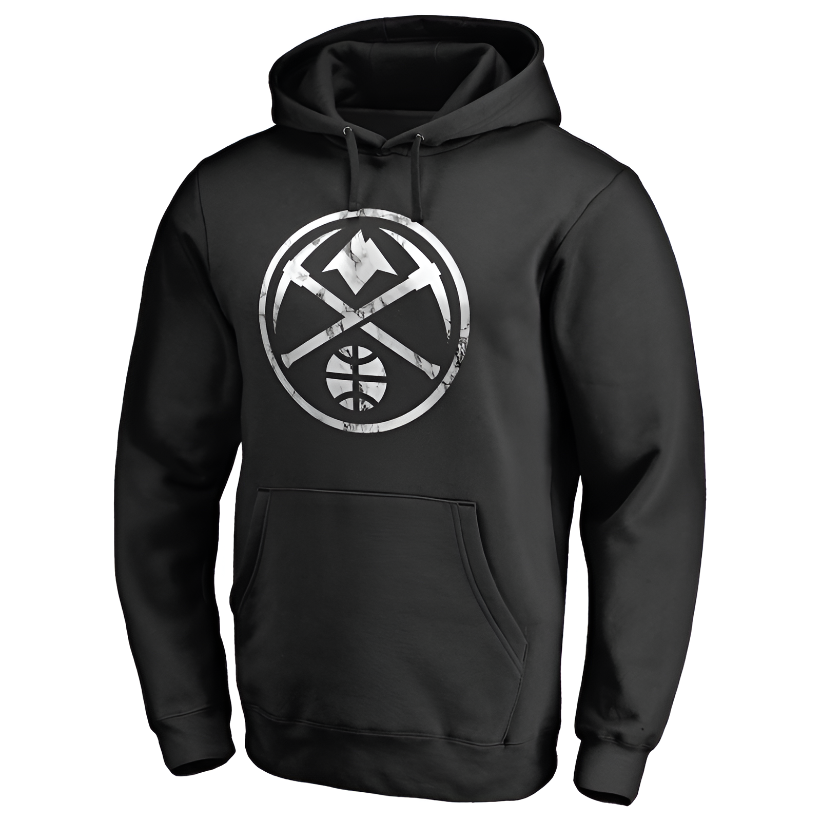 Mens Denver Nuggets Black Marble Logo Pullover Hoodie