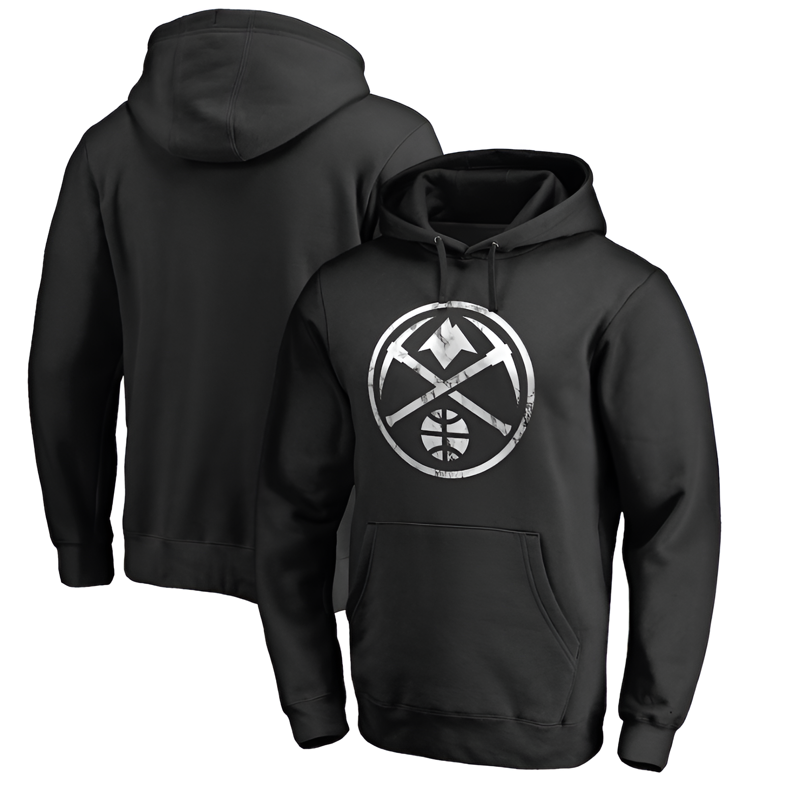 Mens Denver Nuggets Black Marble Logo Pullover Hoodie