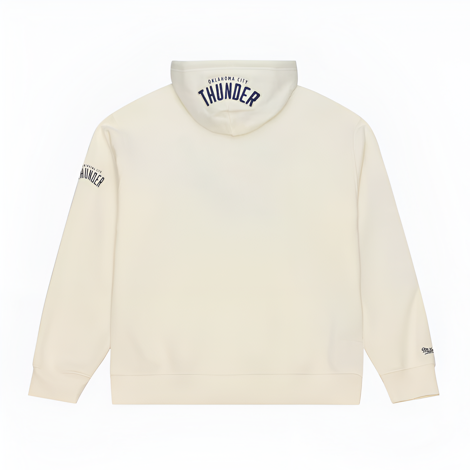 Mens Oklahoma City Thunder Mitchell Ness Cream Hardwood Classics Chainstitch Premium Fleece Hoodie