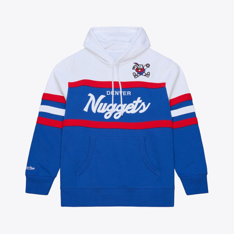 Denver Nuggets Basketball Team Mitchell And Ness Royal Classic Graphic Printed Hoodie