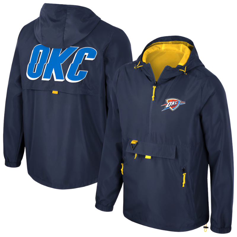 Oklahoma City Thunder Basketball Themed Quarter Zip Jacket