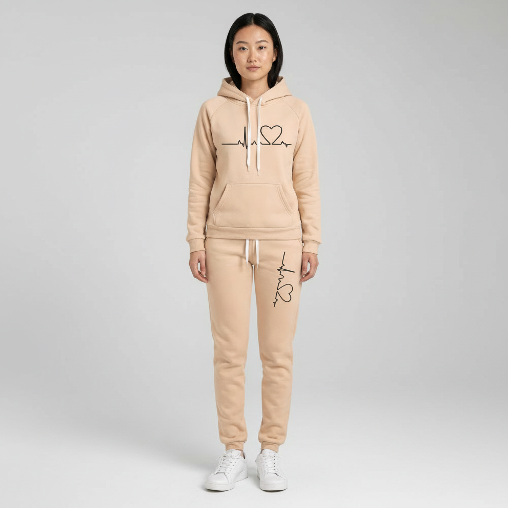 Long Sleeve Hooded Pullover With Pocket And Jogger Set For Women