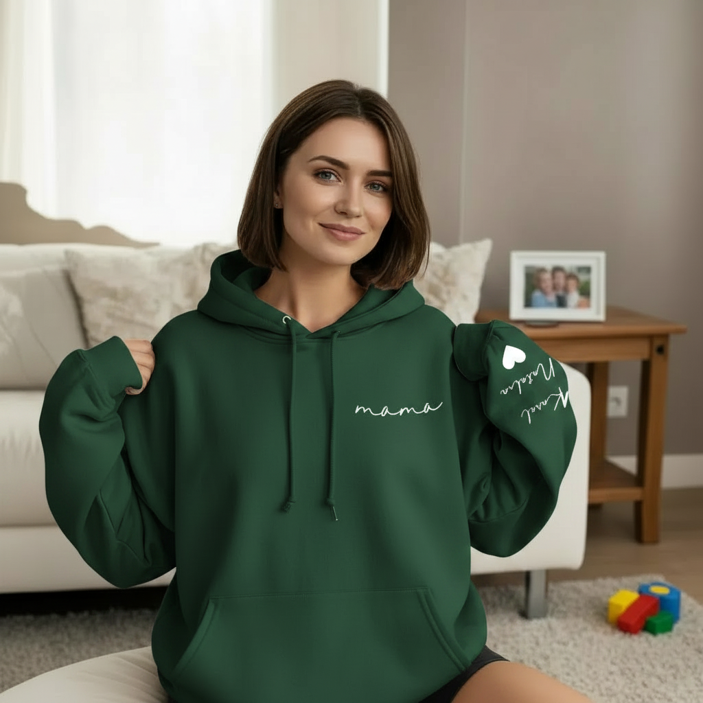 Custom Mama Sweatshirt with Kids' Names on Sleeve - Personalized Mother’s Day Gift