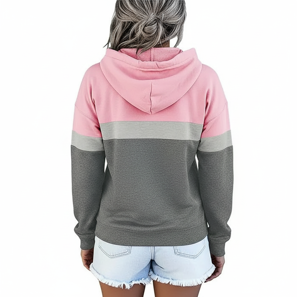 Casual Long Sleeve Sweatshirt With Drawstring Hood For Women