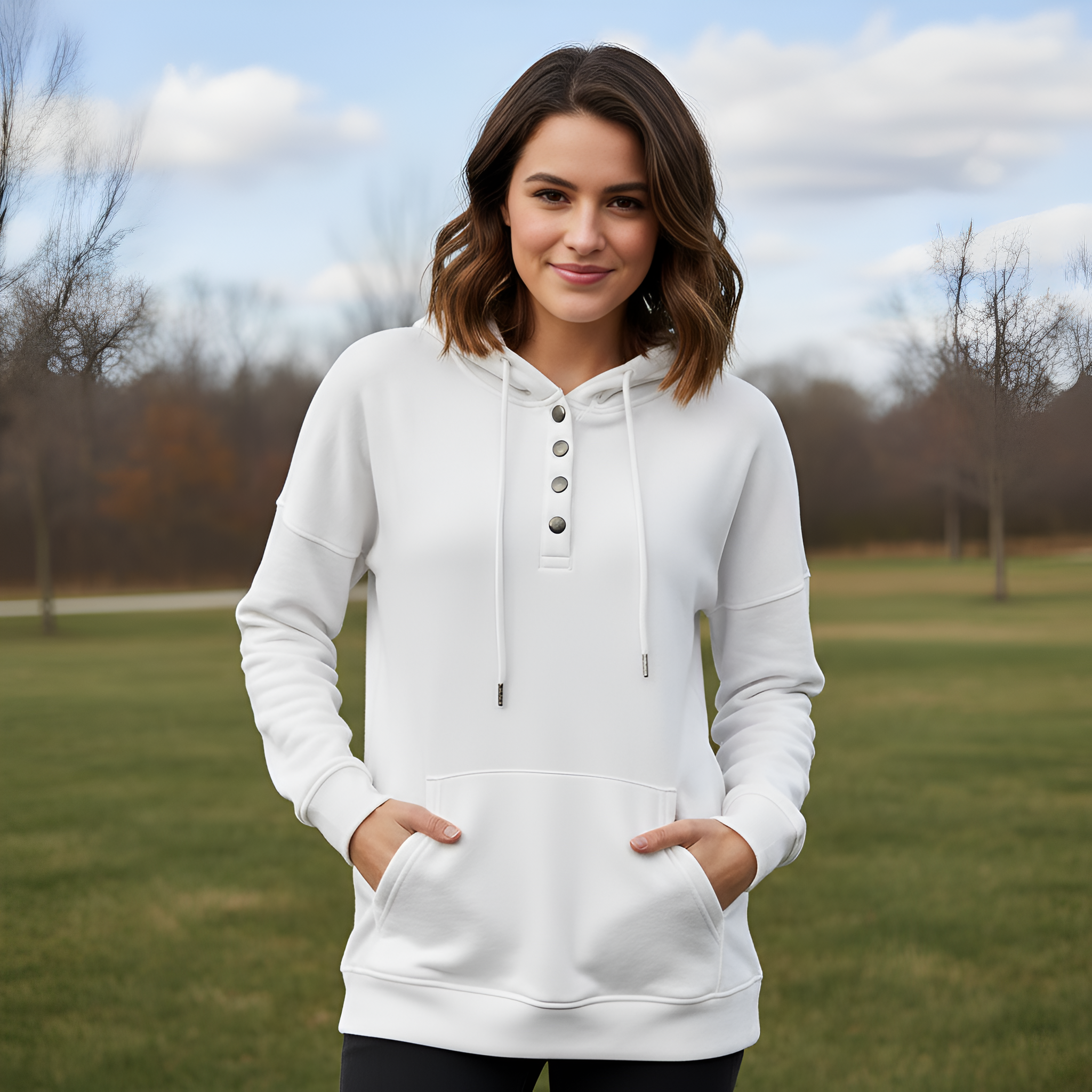 Casual Long Sleeve Sweatshirt With Drawstring Hood For Women