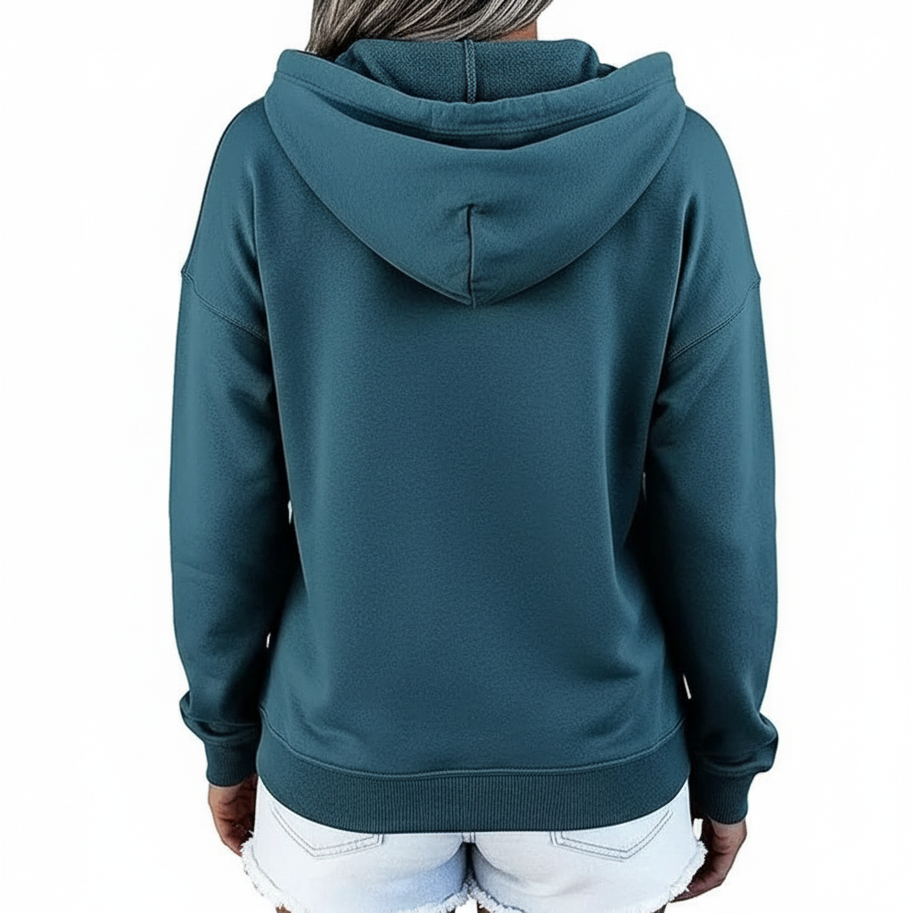 Casual Long Sleeve Sweatshirt With Drawstring Hood For Women