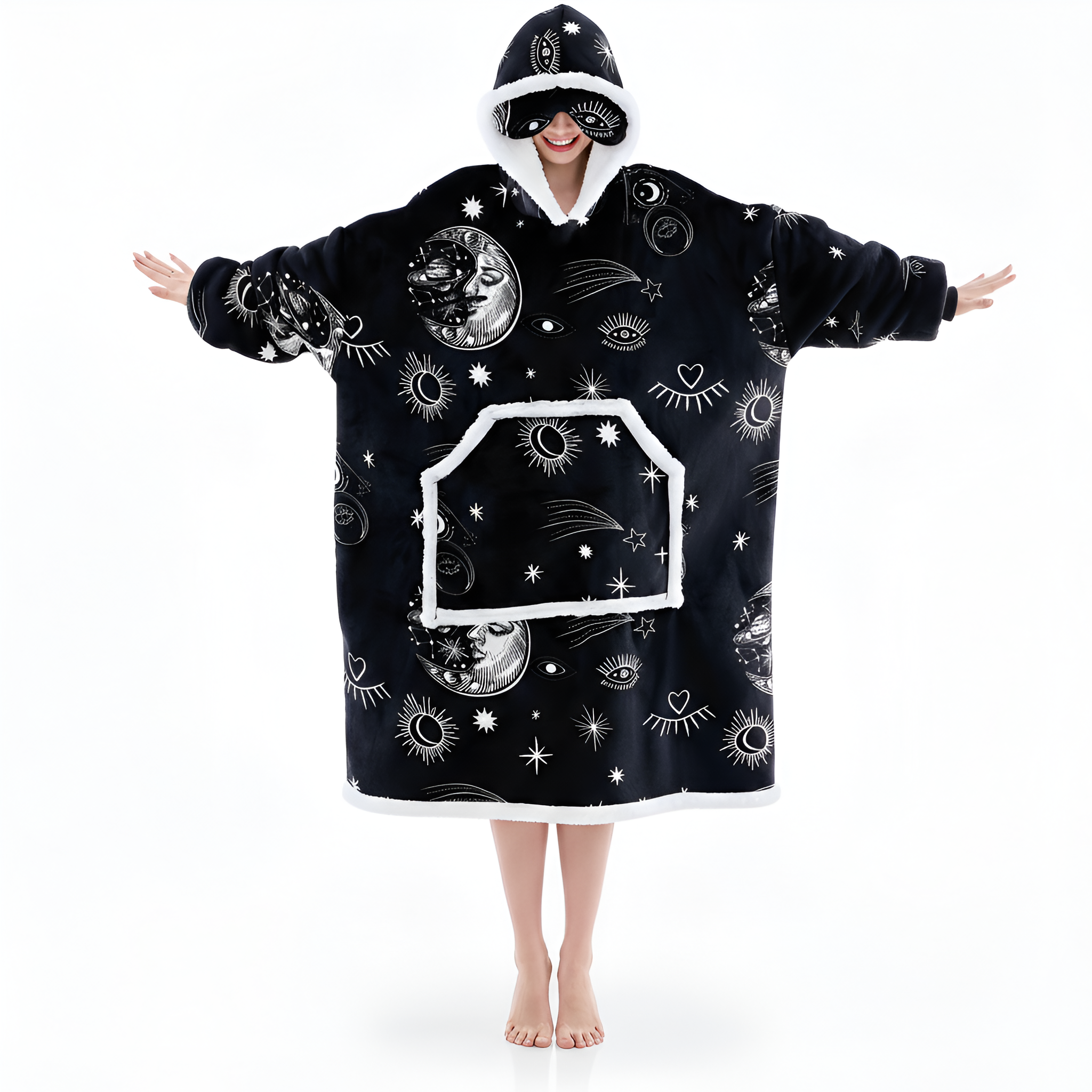 Cozy Oversized Sleep Blanket Hoodie With Built In Mask 