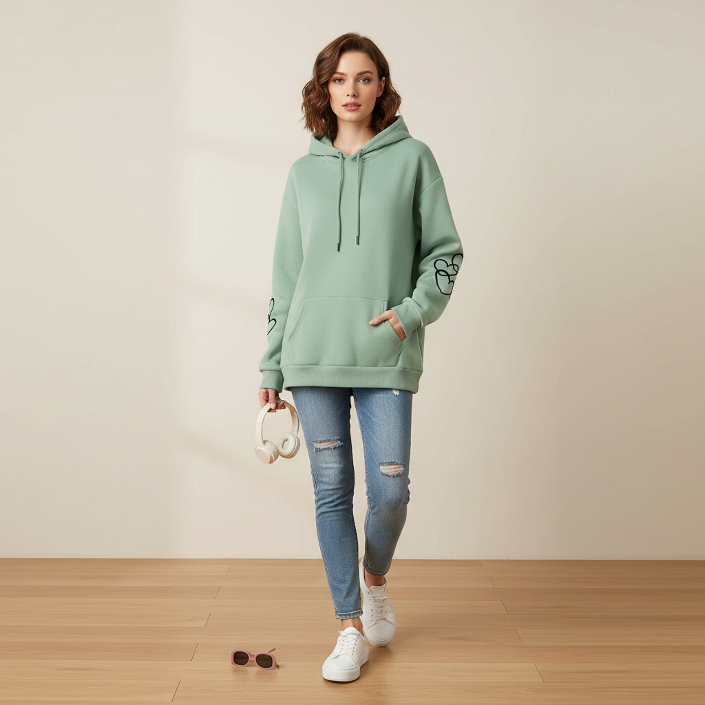 Casual Plus Size Cow Print Hooded Pullover Sweatshirt