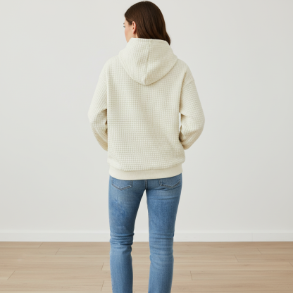 Waffle Knit Hoodie With Highland Cow Graphic For Women