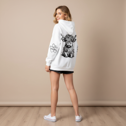 Casual Plus Size Cow Print Hooded Pullover Sweatshirt