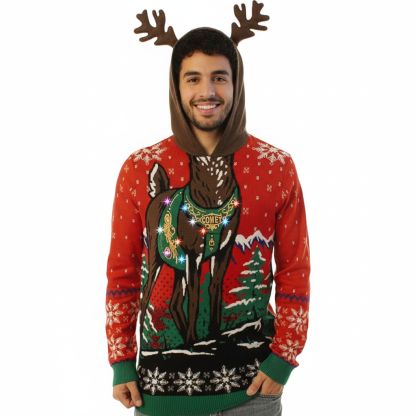Christmas Sweater With LED Lights For Holiday Party